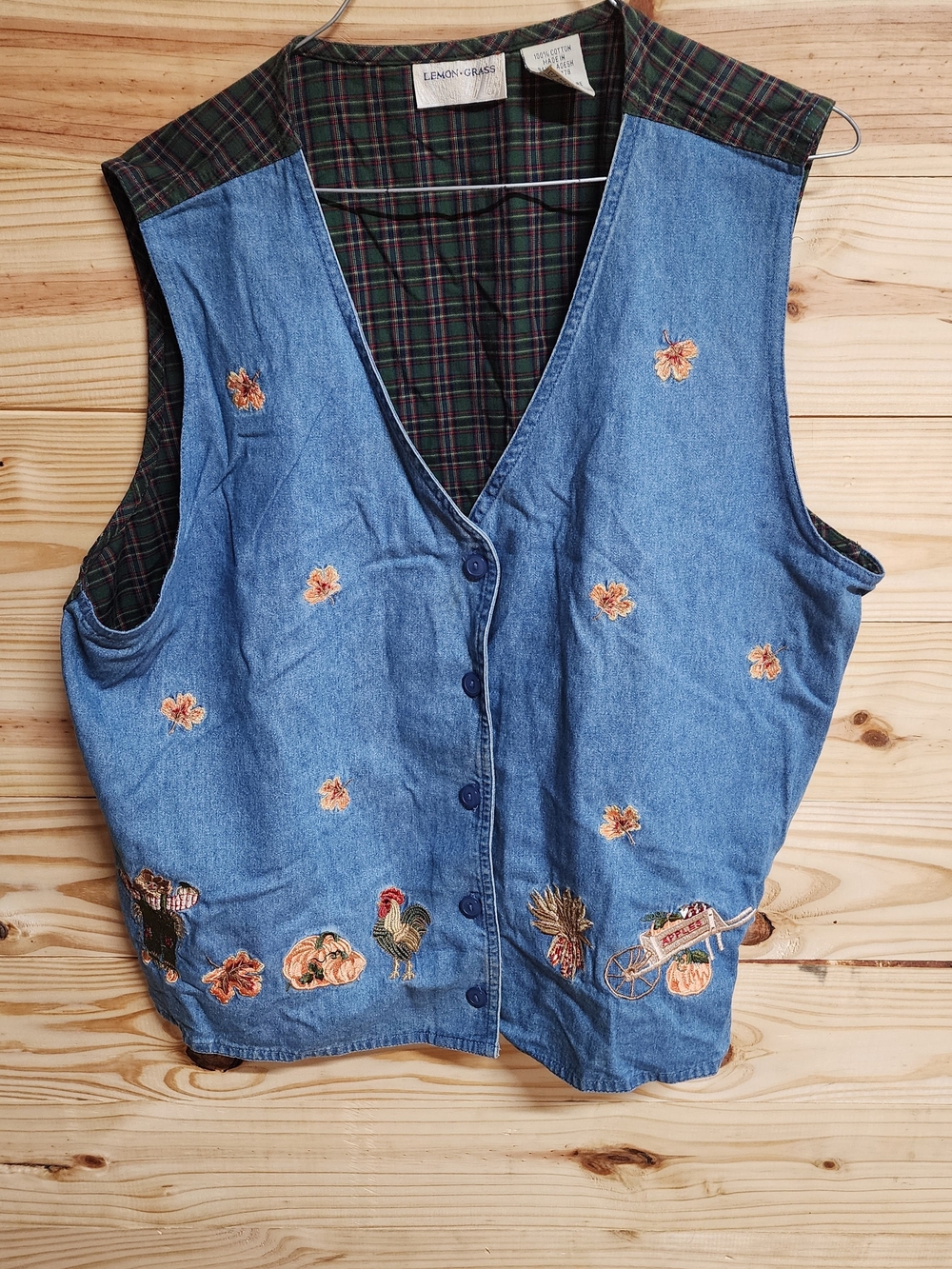 Lemon Grass Blue Denim Embroidered Vest